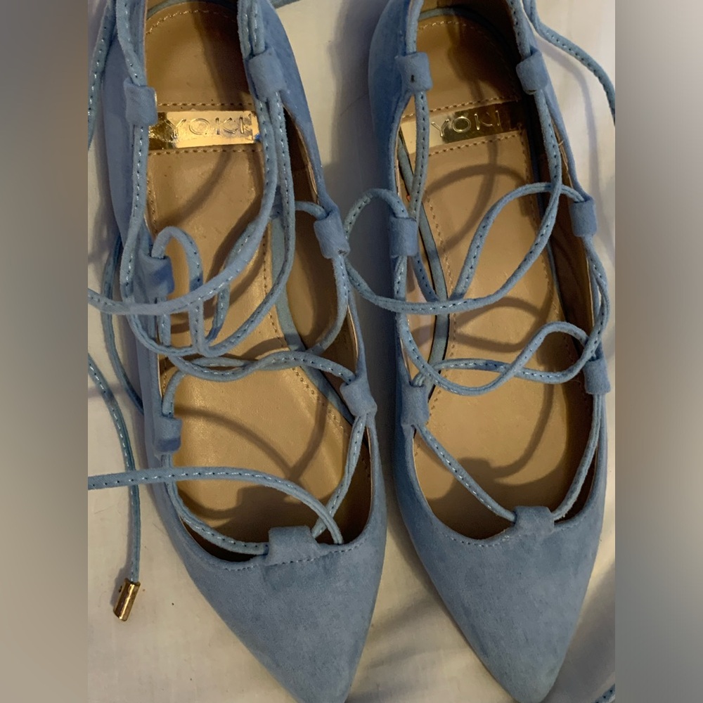 NWOT Yoki Light Blue Lace-Up Flats Sz 6